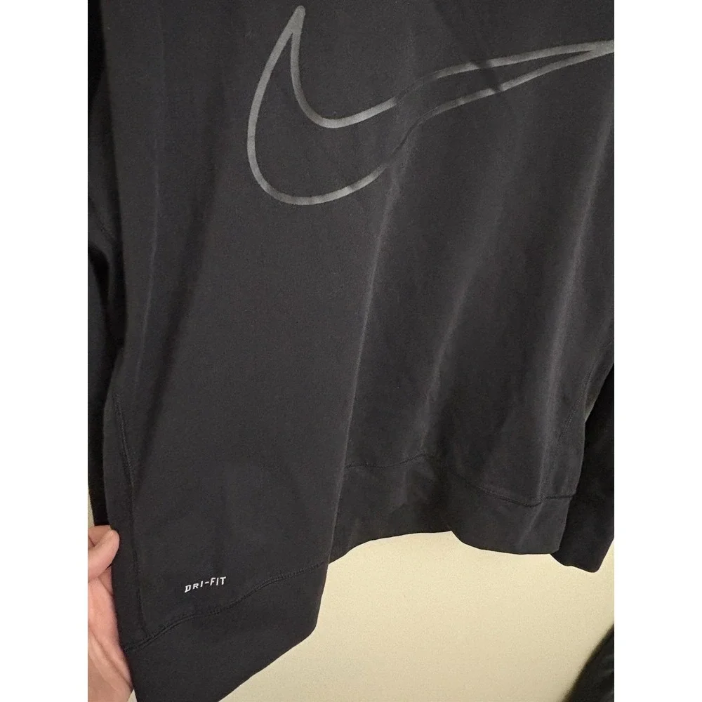 Nike Women's Dri-Fit Get Fit Black Long Sleeve Swoosh Crew Training Sweatshirt L